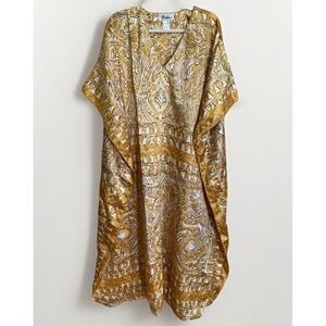 Vintage Winlar Regency Gold Mrs. Roper Caftan   Mumu  Loungewear Mob Wife OS